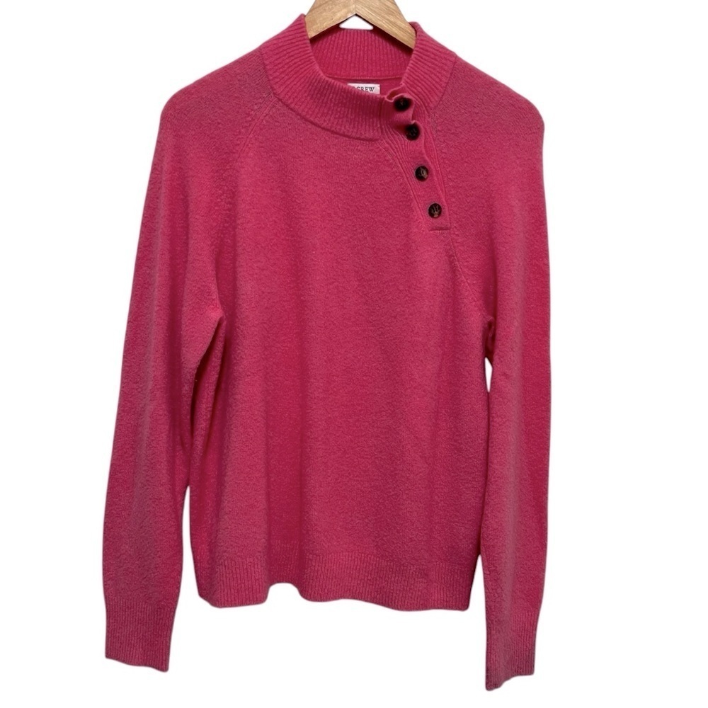 J CREW Mock Neck Wool Blend Bubble Gum Pink Soft Sweater Size Large